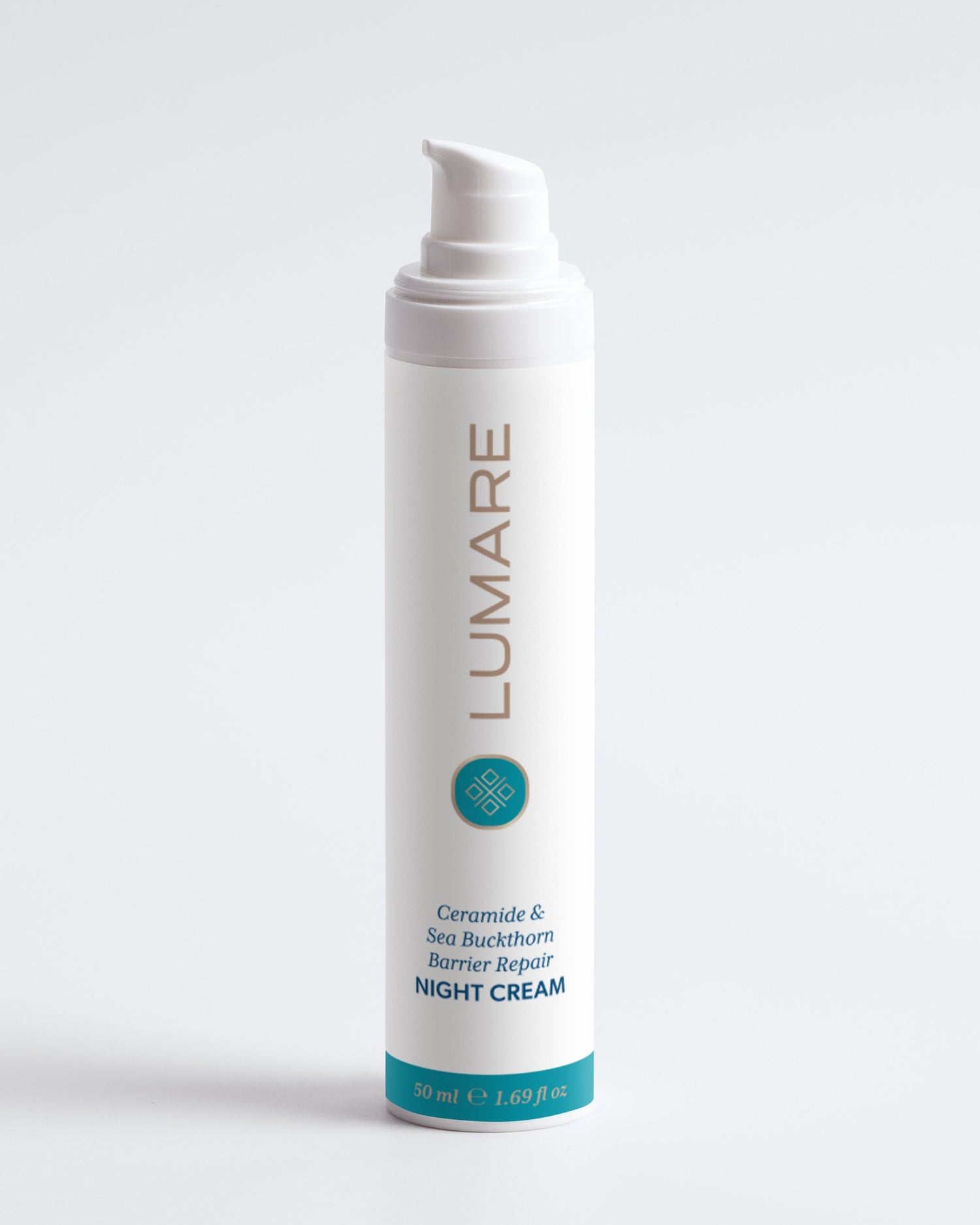Lumare night cream bottle on a white background
