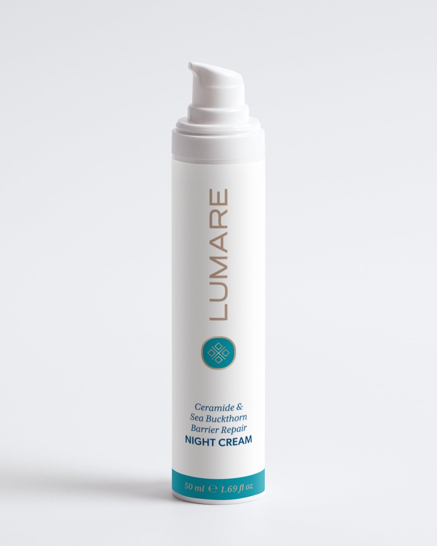 Lumare night cream bottle on a white background
